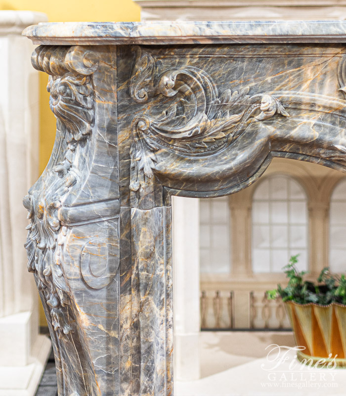 Marble Fireplaces  - Stunning King Rococo Mantel In Breccia Antique Marble - MFP-2441