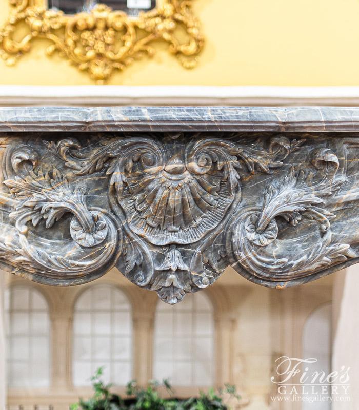 Marble Fireplaces  - Stunning King Rococo Mantel In Breccia Antique Marble - MFP-2441