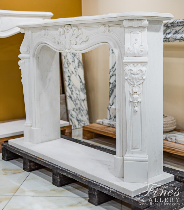 Marble Fireplaces  - Louis XVII French Style Marble Fireplace Mantel - MFP-2443