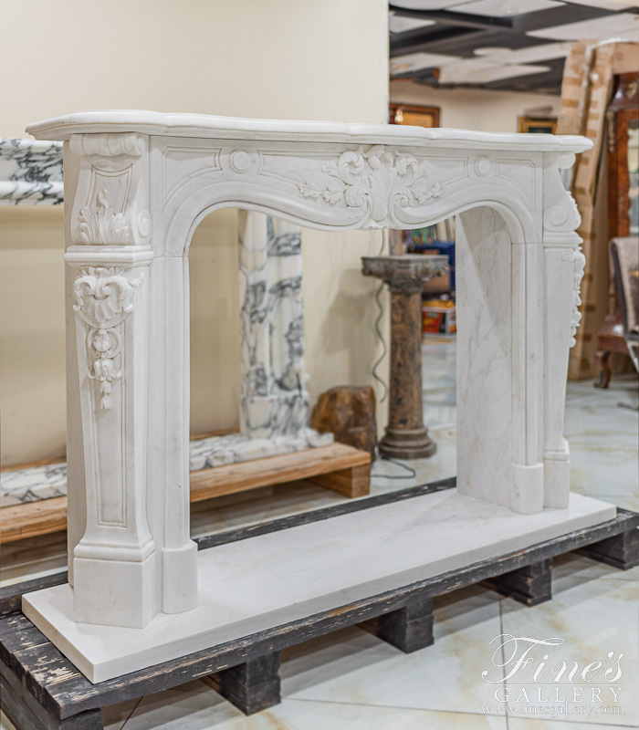 Marble Fireplaces  - Louis XVII French Style Marble Fireplace Mantel - MFP-2443