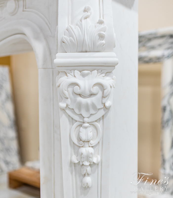 Marble Fireplaces  - Louis XVII French Style Marble Fireplace Mantel - MFP-2443