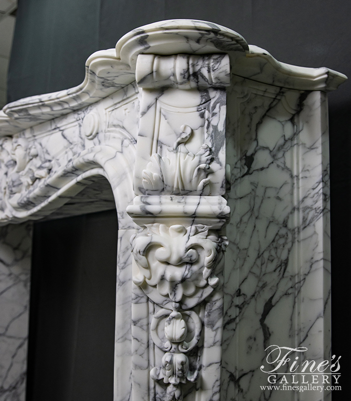 Marble Fireplaces  - Rare Louis XV French Itailan Calacatta Marble Fireplace Mantel - MFP-2444