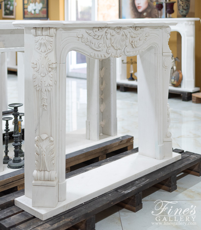 Marble Fireplaces  - Shell Motif With Accanthus Leaf Louis XV Marble Fireplace Mantel - MFP-2445