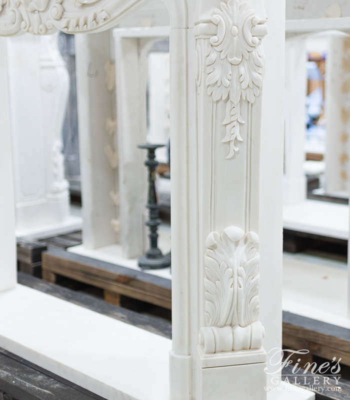 Marble Fireplaces  - Shell Motif With Accanthus Leaf Louis XV Marble Fireplace Mantel - MFP-2445