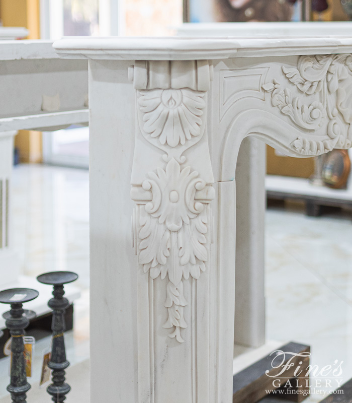 Marble Fireplaces  - Shell Motif With Accanthus Leaf Louis XV Marble Fireplace Mantel - MFP-2445