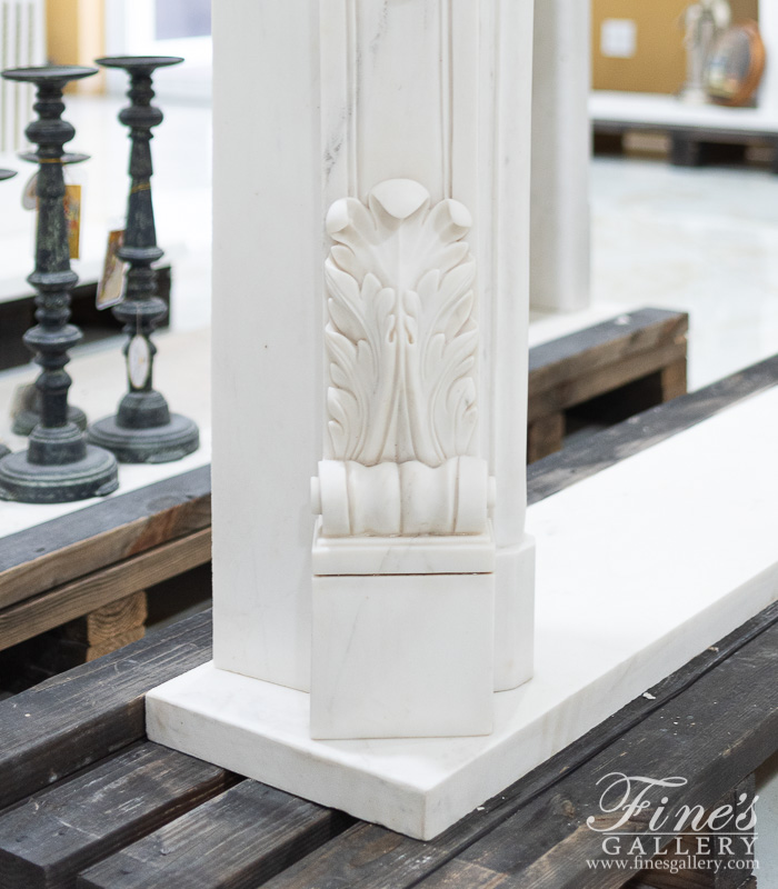 Marble Fireplaces  - Shell Motif With Accanthus Leaf Louis XV Marble Fireplace Mantel - MFP-2445