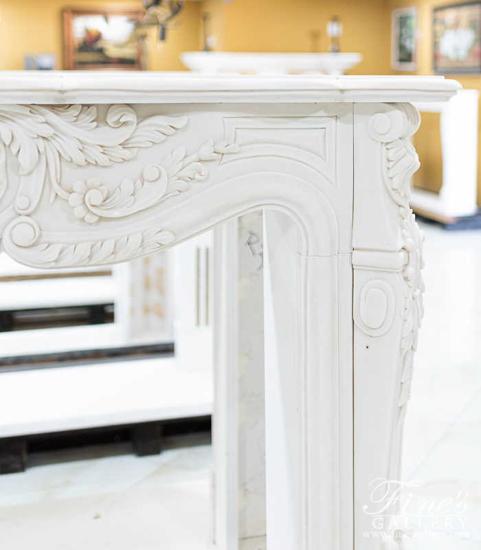 Marble Fireplaces  - Shell Motif With Accanthus Leaf Louis XV Marble Fireplace Mantel - MFP-2445