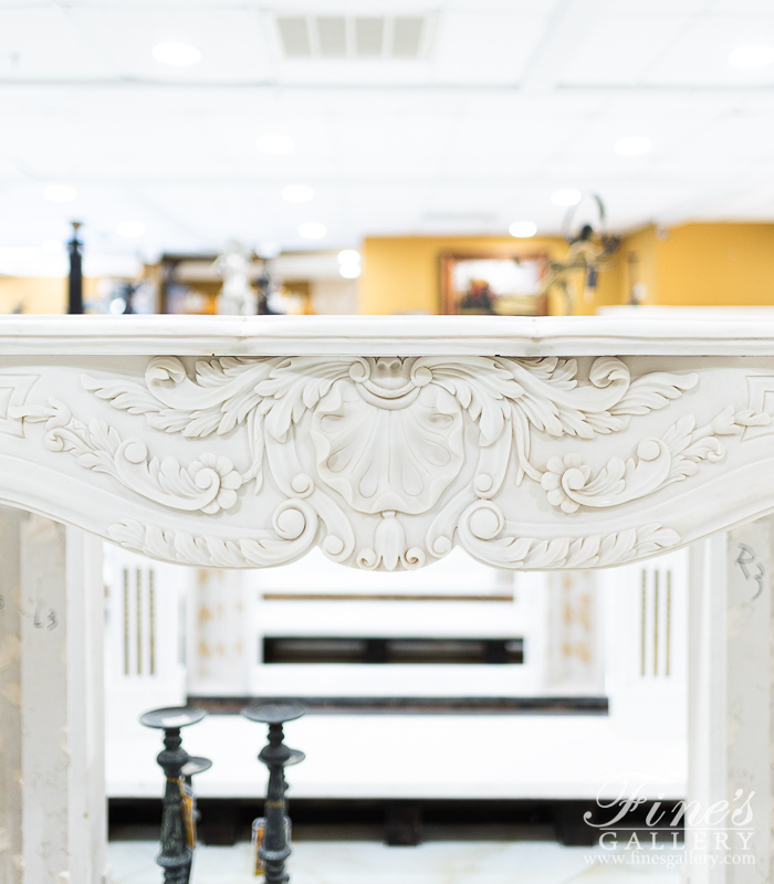 Marble Fireplaces  - Shell Motif With Accanthus Leaf Louis XV Marble Fireplace Mantel - MFP-2445