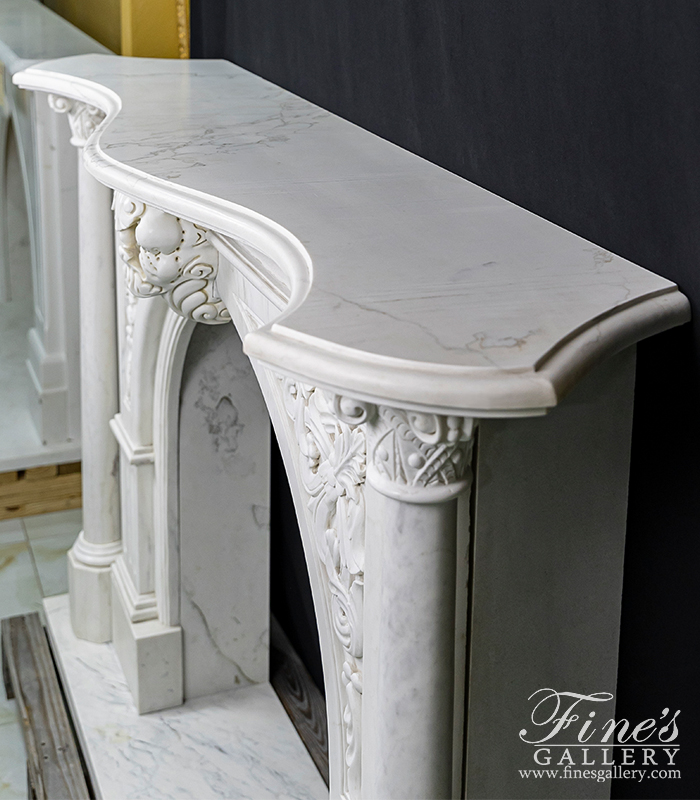 Marble Fireplaces  - Stunning Arched Marble Fireplace With Columns - MFP-2466