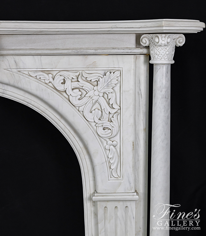 Marble Fireplaces  - Stunning Arched Marble Fireplace With Columns - MFP-2466