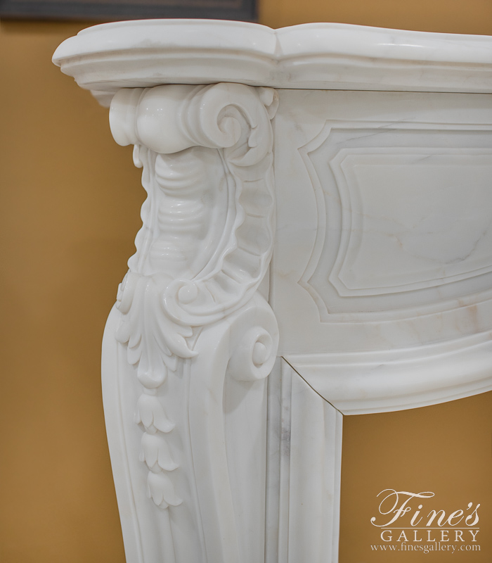 Marble Fireplaces  - Rare Louis XV French Statuary White Marble Fireplace Mantel - MFP-2467