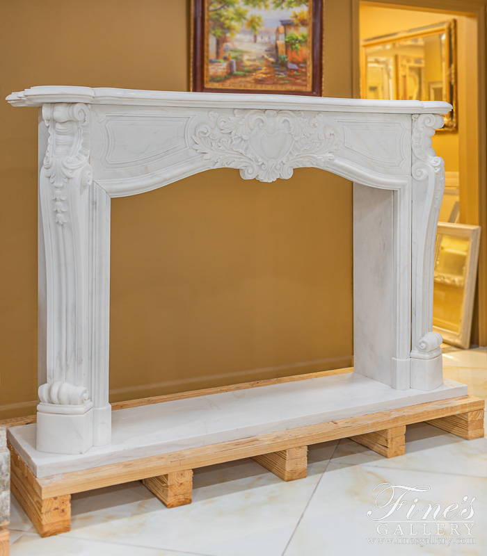 Marble Fireplaces  - Rare Louis XV French Statuary White Marble Fireplace Mantel - MFP-2467