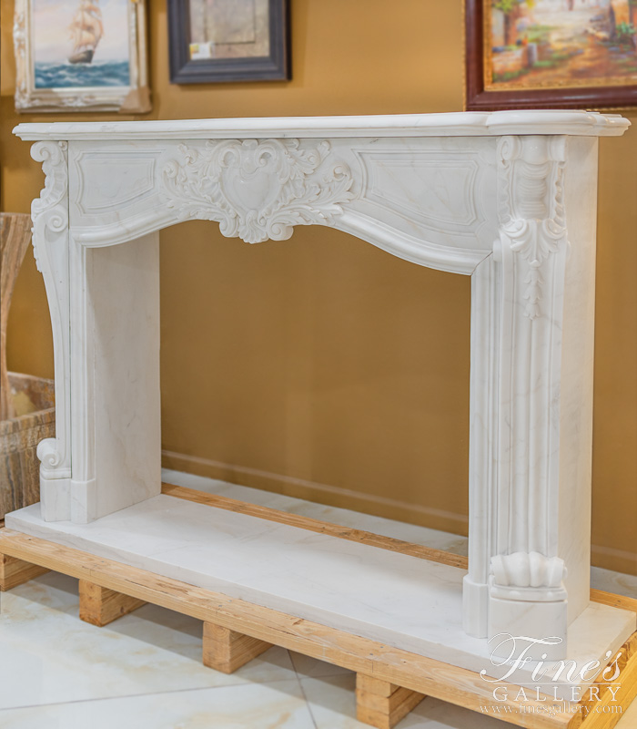 Marble Fireplaces  - Rare Louis XV French Statuary White Marble Fireplace Mantel - MFP-2467