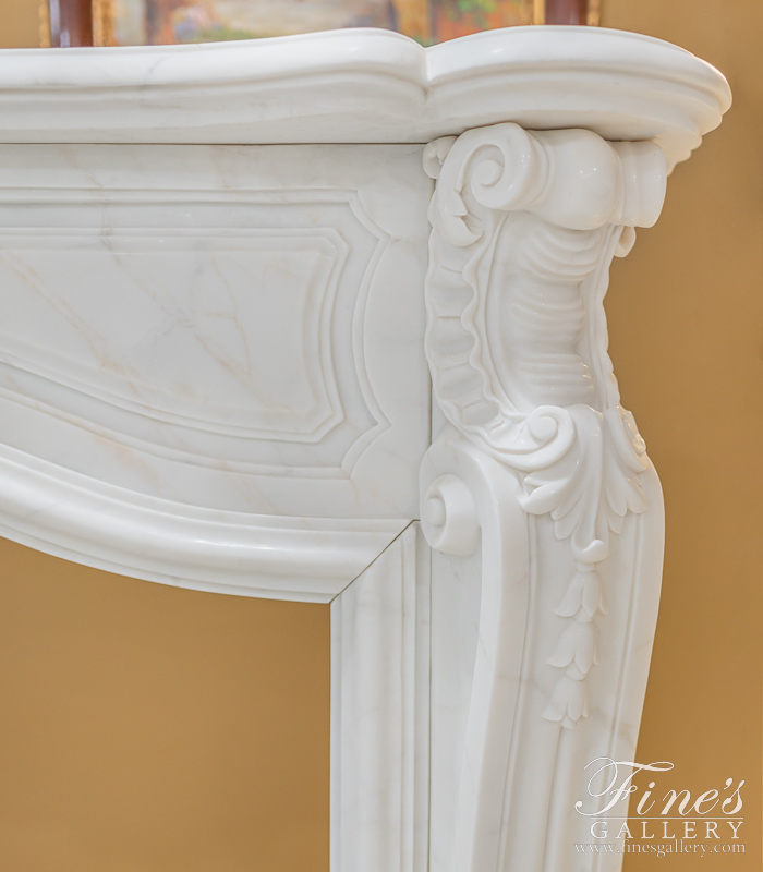 Marble Fireplaces  - Rare Louis XV French Statuary White Marble Fireplace Mantel - MFP-2467