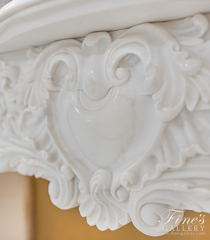 Marble Fireplaces  - Rare Louis XV French Statuary White Marble Fireplace Mantel - MFP-2467