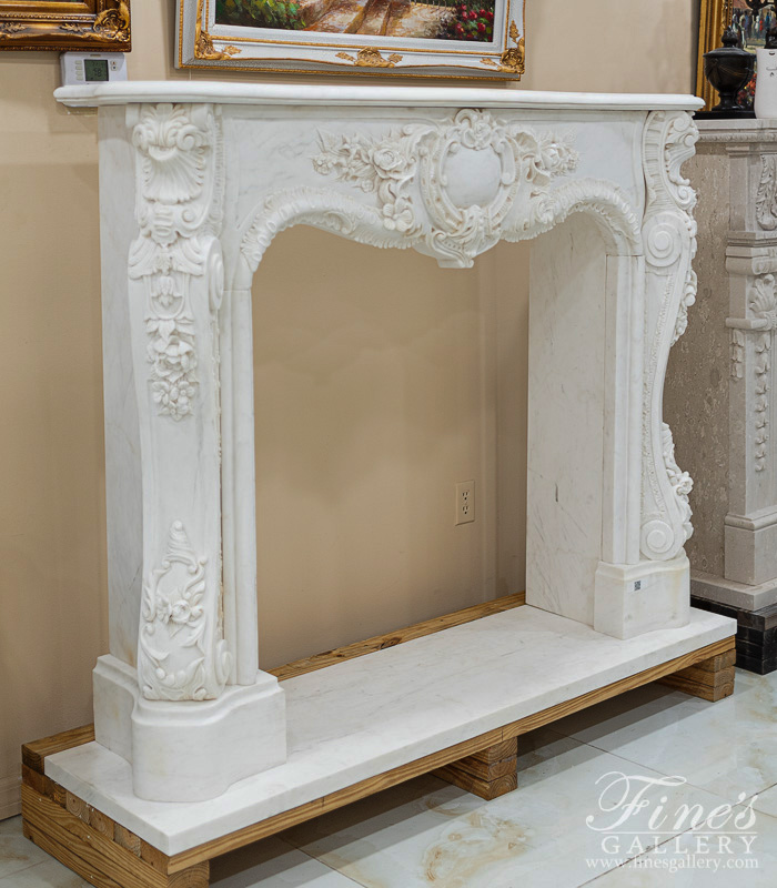 Marble Fireplaces  - Elaborate Rococo French Style Mantel In Deep Relief - MFP-2469