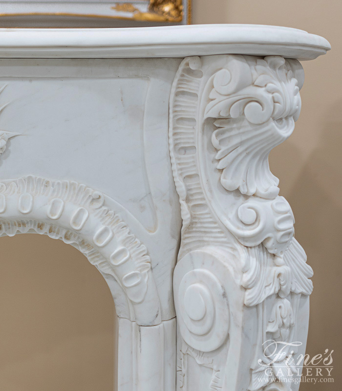 Marble Fireplaces  - Elaborate Rococo French Style Mantel In Deep Relief - MFP-2469