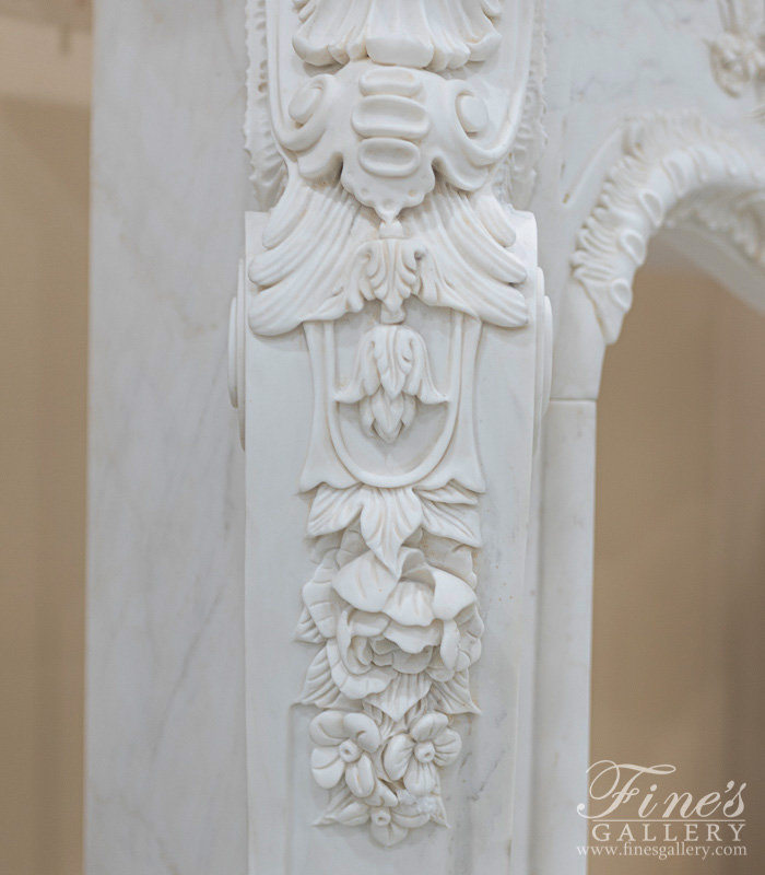 Marble Fireplaces  - Elaborate Rococo French Style Mantel In Deep Relief - MFP-2469