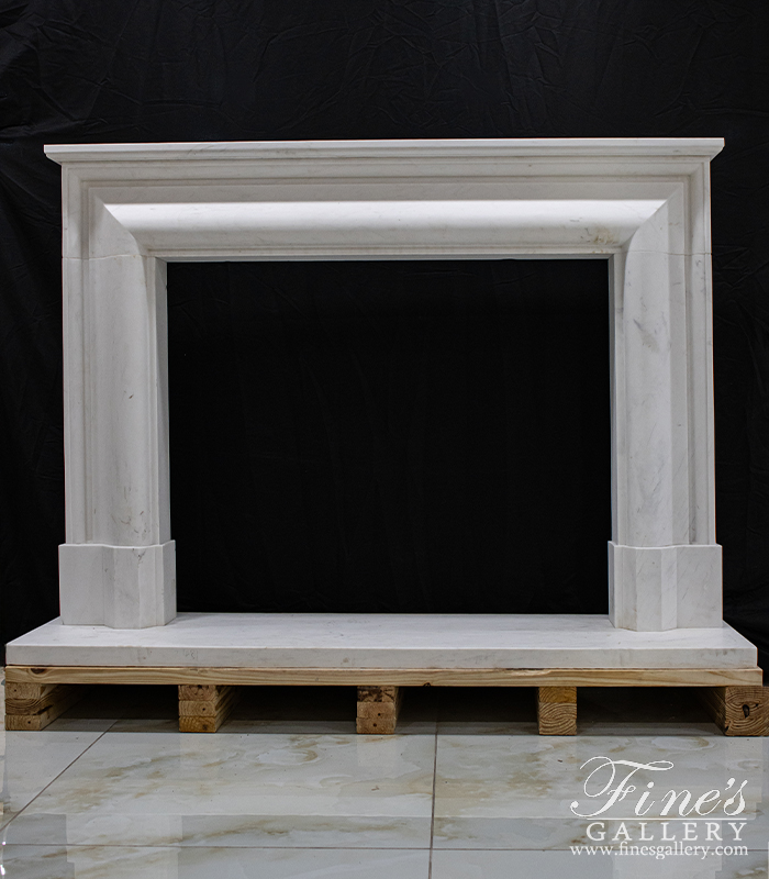 Search Result For Marble Fireplaces  - Modern Bolection Style White Marble Fireplace Mantel With Shelf - MFP-2481