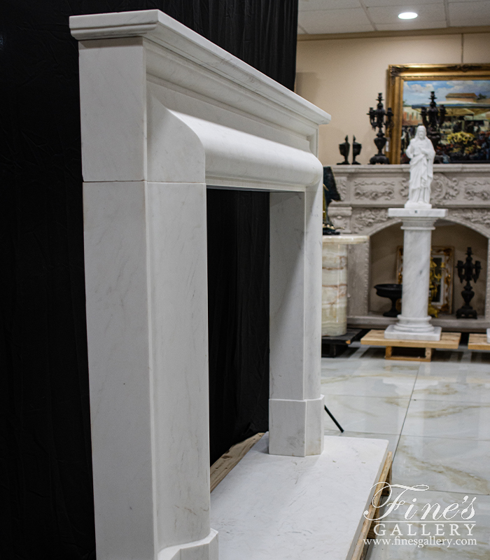 Search Result For Marble Fireplaces  - Modern Bolection Style White Marble Fireplace Mantel With Shelf - MFP-2481