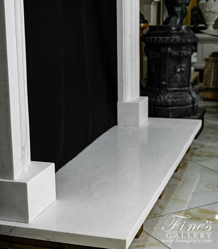 Marble Fireplaces  - Oversized Bolection Style Marble Fireplace Mantel In Statuary White Marble - MFP-2484