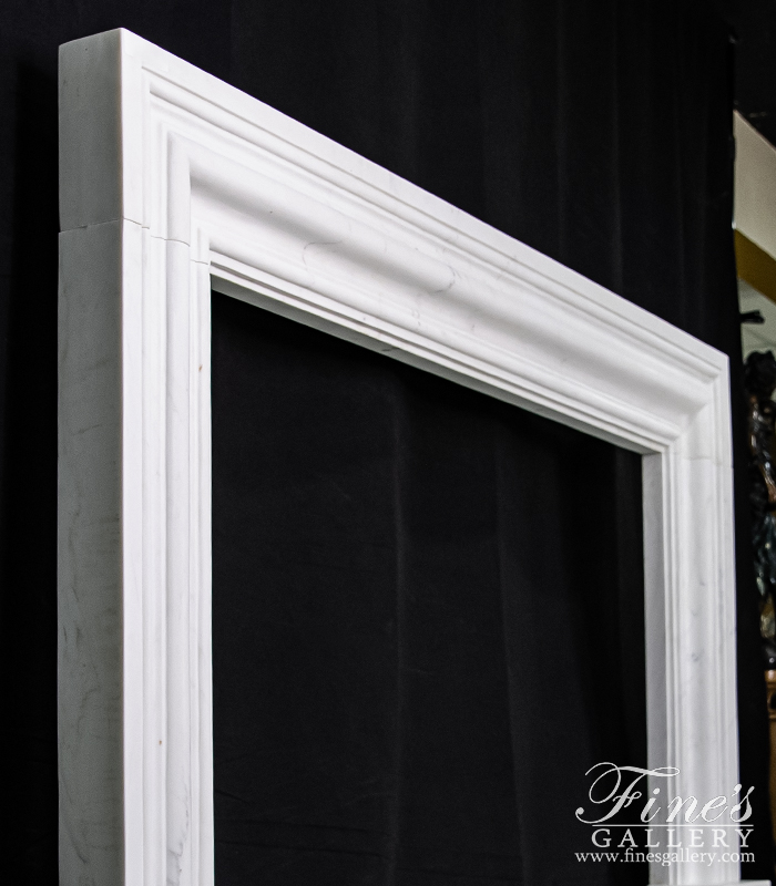 Marble Fireplaces  - Oversized Bolection Style Marble Fireplace Mantel In Statuary White Marble - MFP-2484