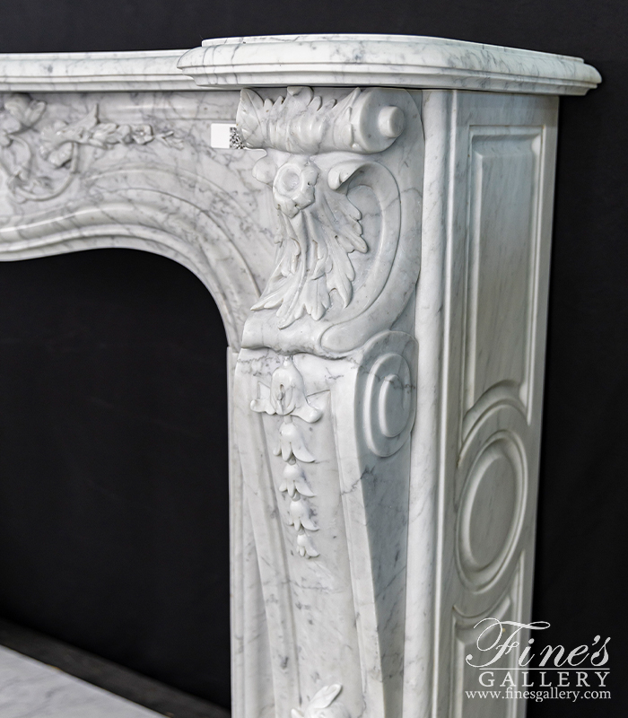 Marble Fireplaces  - Carrara Marble French Style Fireplace Mantel - MFP-2486