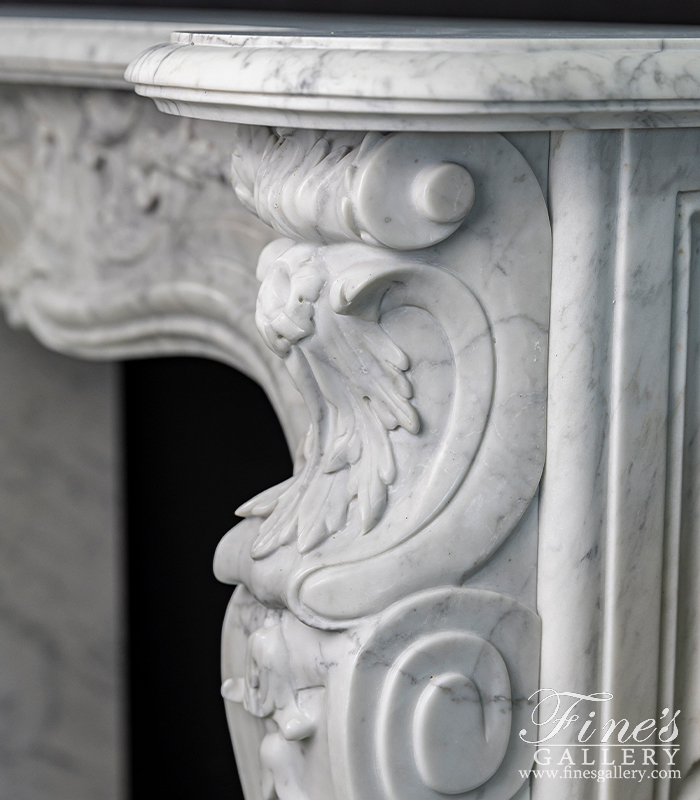 Marble Fireplaces  - Carrara Marble French Style Fireplace Mantel - MFP-2486