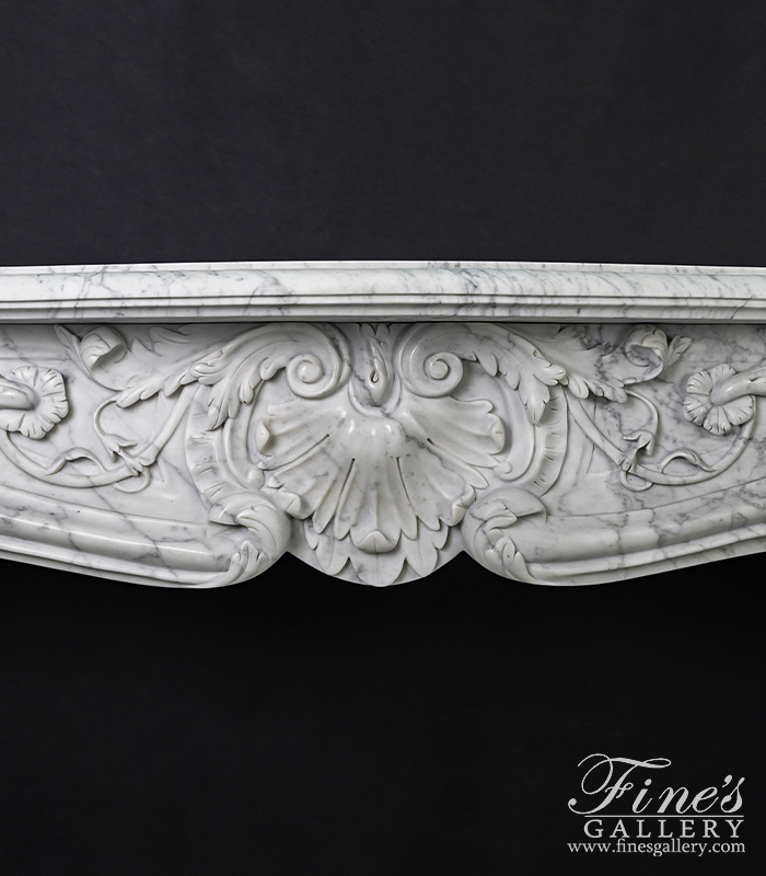 Marble Fireplaces  - Carrara Marble French Style Fireplace Mantel - MFP-2486