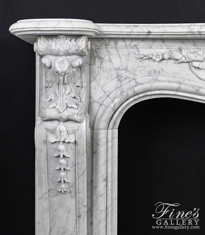 Marble Fireplaces  - Carrara Marble French Style Fireplace Mantel - MFP-2486