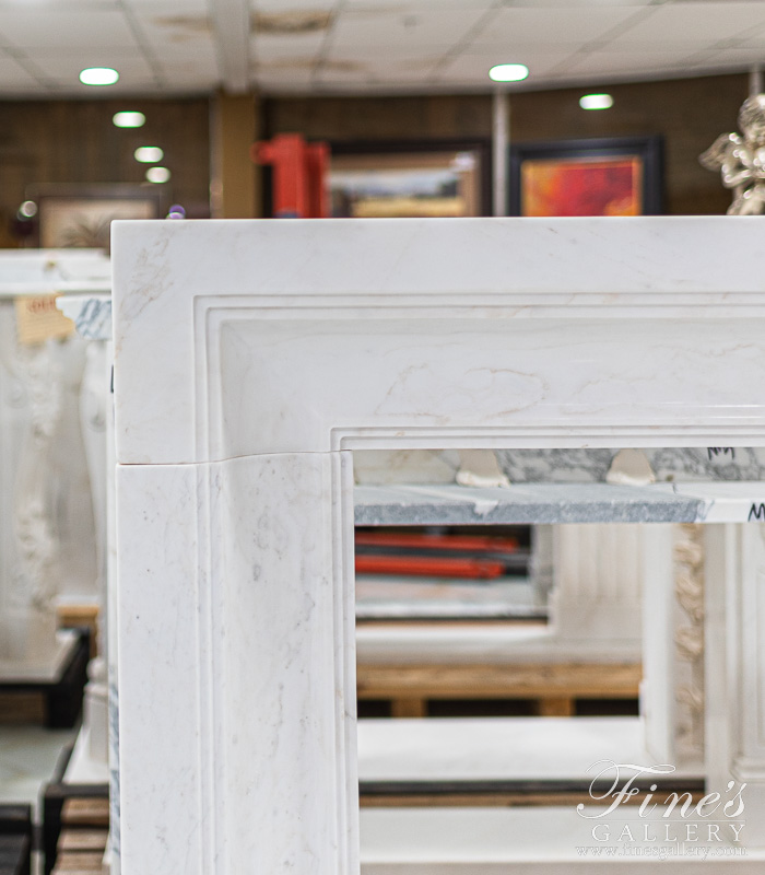 Marble Fireplaces  - Modern Style Fireplace Mantel In Statuary White Marble - MFP-2487
