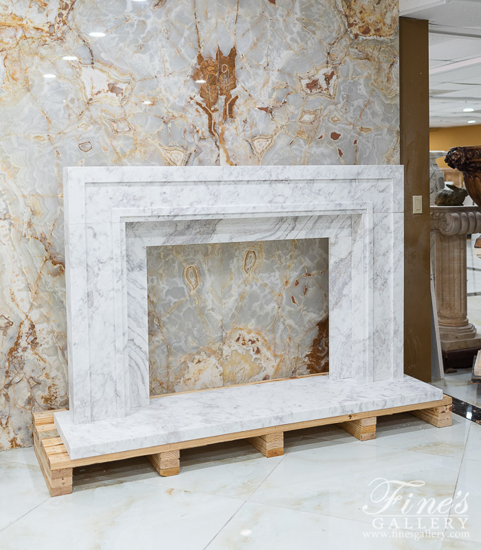 Marble Fireplaces  - Contemporary Grecian Volokas Marble Fireplace Mantel - MFP-2491