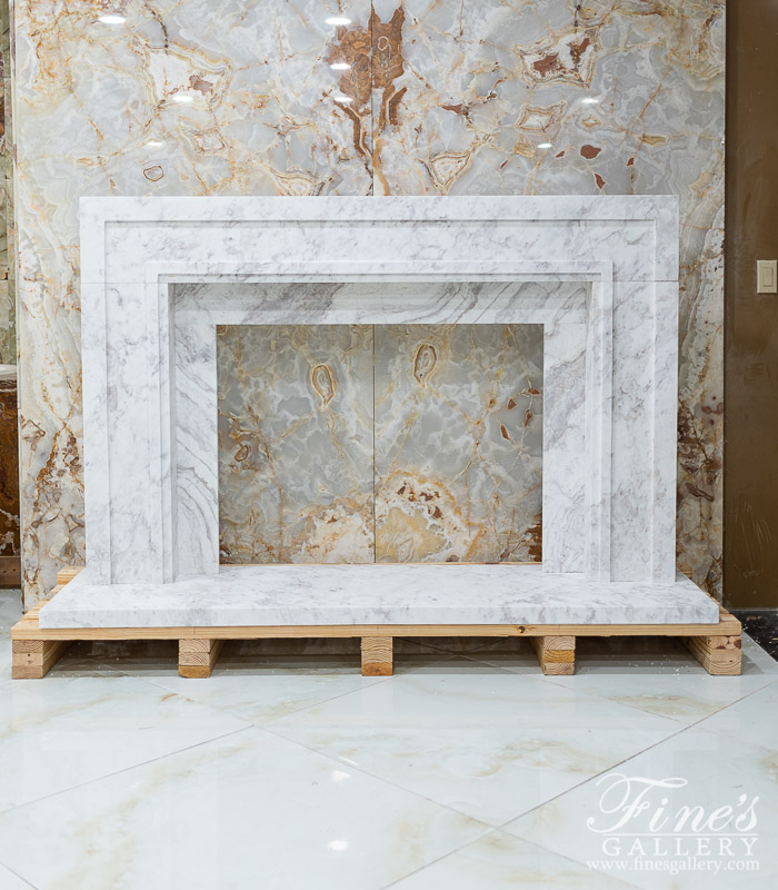 Marble Fireplaces  - Contemporary Grecian Volokas Marble Fireplace Mantel - MFP-2491