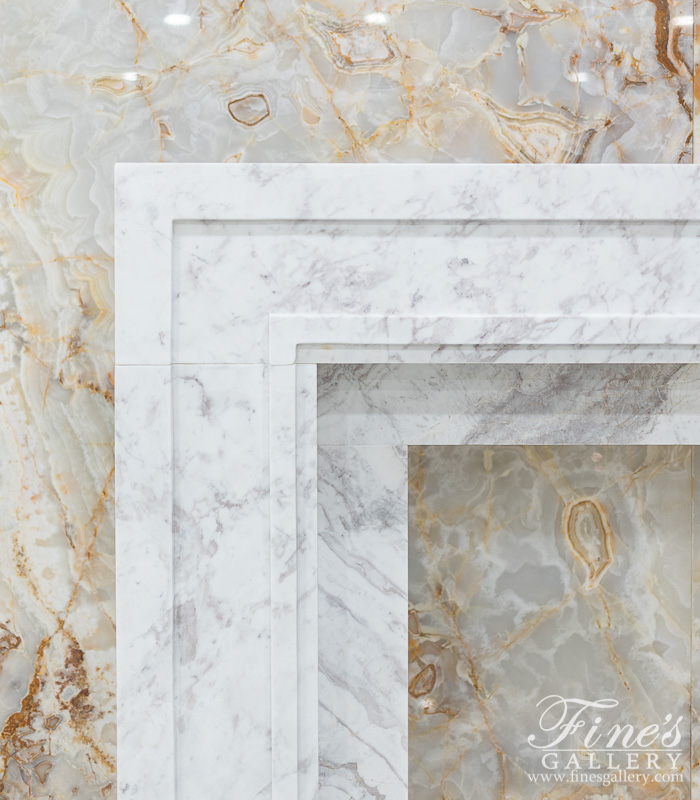 Marble Fireplaces  - Contemporary Grecian Volokas Marble Fireplace Mantel - MFP-2491