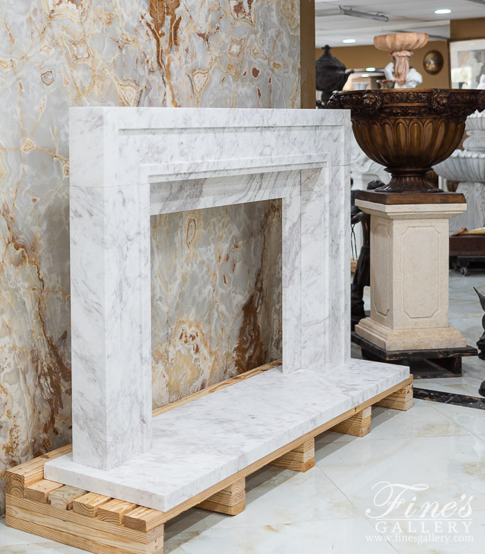 Marble Fireplaces  - Contemporary Grecian Volokas Marble Fireplace Mantel - MFP-2491