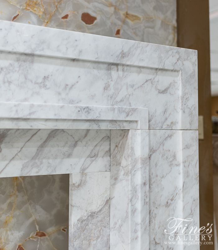 Marble Fireplaces  - Contemporary Grecian Volokas Marble Fireplace Mantel - MFP-2491