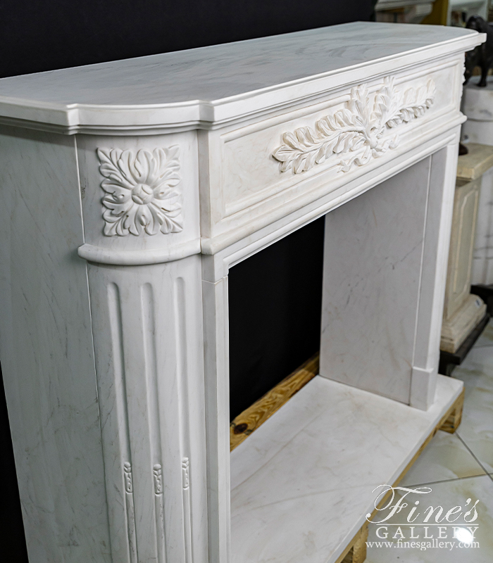 Marble Fireplaces  - Imported Regency Style Fireplace Mantel In Statuary White Marble - MFP-2495