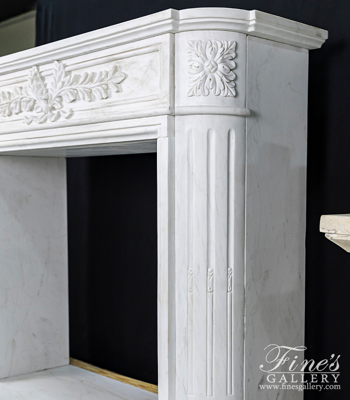 Marble Fireplaces  - Imported Regency Style Fireplace Mantel In Statuary White Marble - MFP-2495