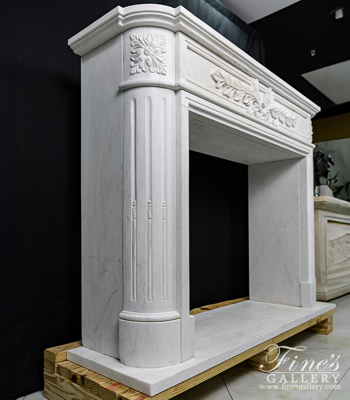 Marble Fireplaces  - Imported Regency Style Fireplace Mantel In Statuary White Marble - MFP-2495