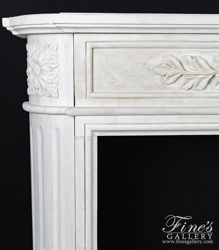 Marble Fireplaces  - Imported Regency Style Fireplace Mantel In Statuary White Marble - MFP-2495
