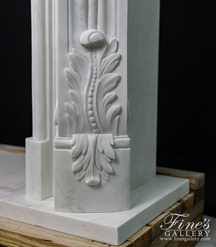 Marble Fireplaces  - Rare French Style Fireplace Mantel In Statuary White Marble - MFP-2496