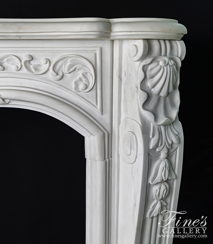 Marble Fireplaces  - Rare French Style Fireplace Mantel In Statuary White Marble - MFP-2496