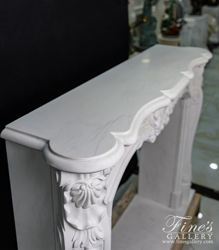 Marble Fireplaces  - Rare French Style Fireplace Mantel In Statuary White Marble - MFP-2496