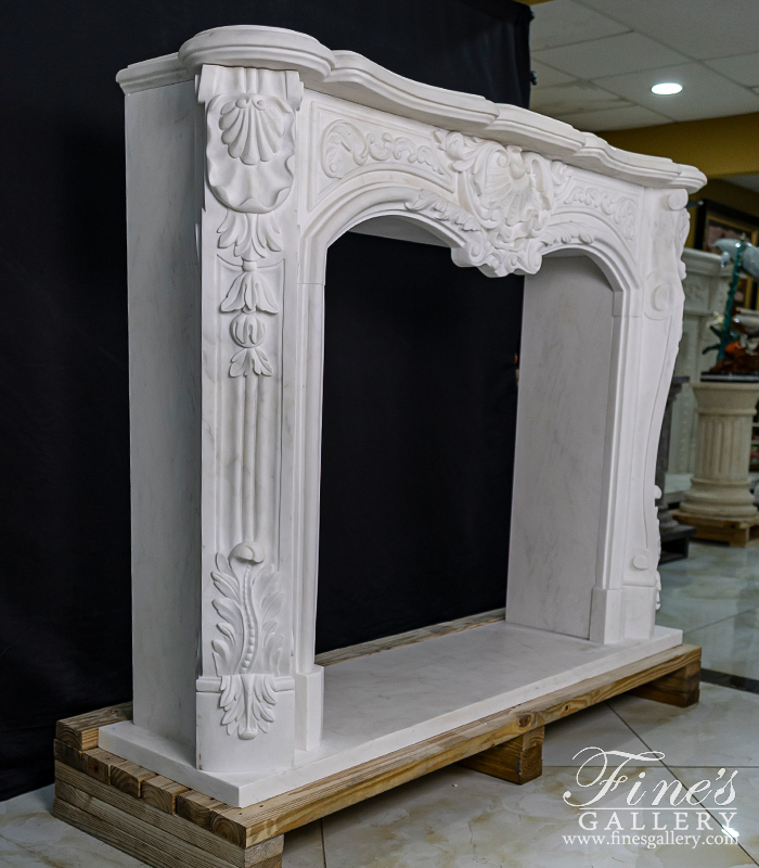 Marble Fireplaces  - Rare French Style Fireplace Mantel In Statuary White Marble - MFP-2496