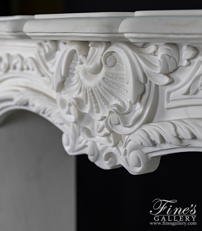 Marble Fireplaces  - Rare French Style Fireplace Mantel In Statuary White Marble - MFP-2496