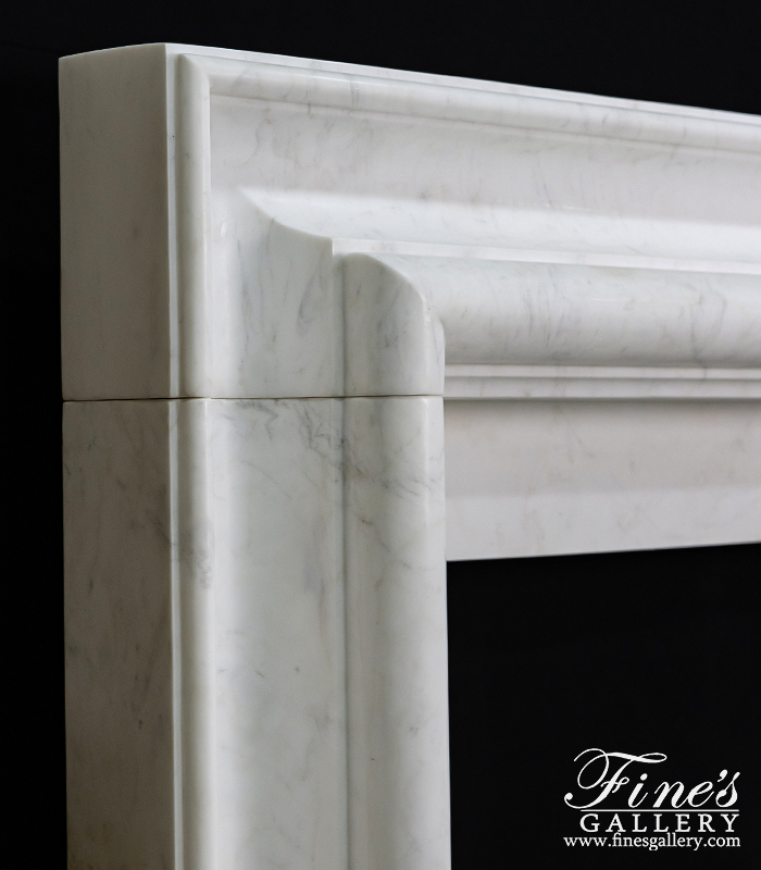Marble Fireplaces  - Oversized Bolection Style Fireplace Mantel In Statuary White Marble - MFP-2497