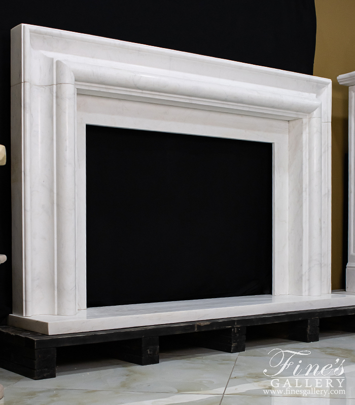 Marble Fireplaces  - Oversized Bolection Style Fireplace Mantel In Statuary White Marble - MFP-2497