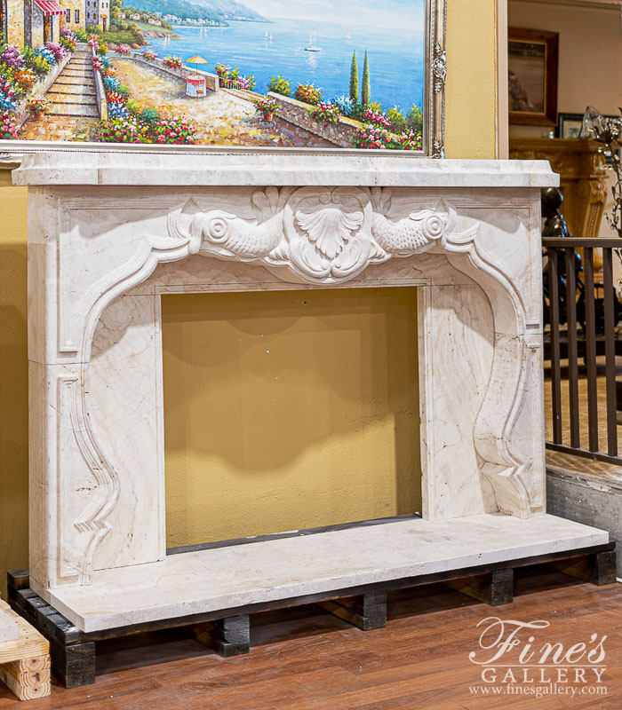 Marble Fireplaces  - Rare Coastal Style Fireplace Mantel In Roman Travertine - MFP-2500