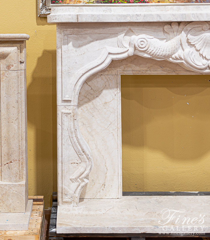 Marble Fireplaces  - Rare Coastal Style Fireplace Mantel In Roman Travertine - MFP-2500