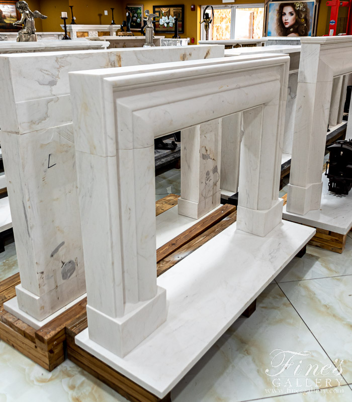 Marble Fireplaces  - Bolection Style Statuary White Marble Fireplace Mantel - MFP-2504